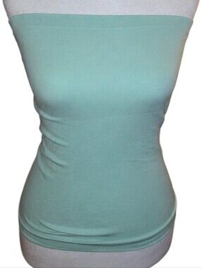 Tanco Woman's Strapless Ribbed Tube Top in Mint Green Tight And Stretchy Medium